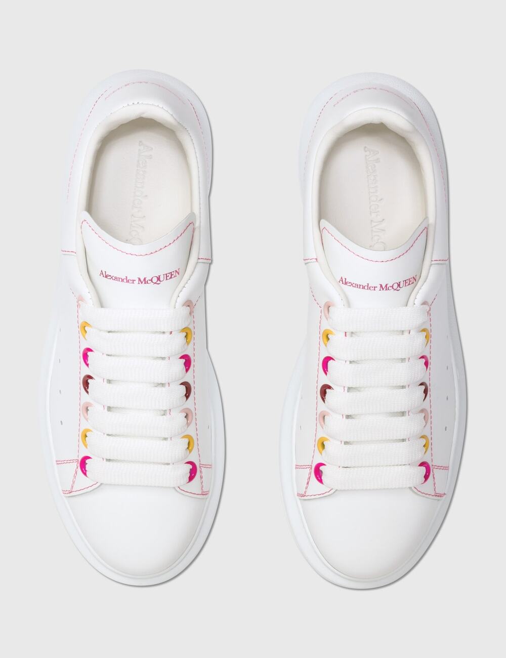 Alexander McQueen Oversized white leather rainbow sneakers size 11